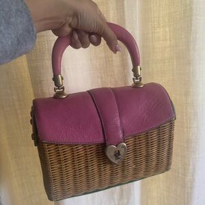 Juicy Couture Wicker Basket Bag VTG Rattan Woven htf Lunchbox Purse rare picnic